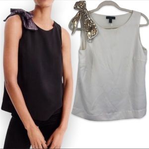 J Crew white tank top with gold bow detail size 4